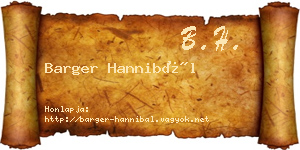 Barger Hannibál névjegykártya